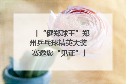 “健郑球王”郑州乒乓球精英大奖赛邀您“见证”