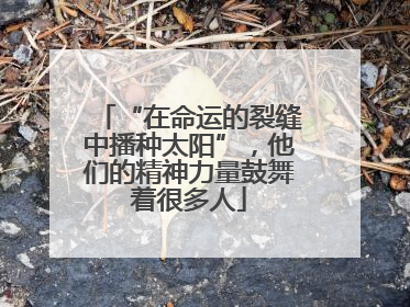 “在命运的裂缝中播种太阳”，他们的精神力量鼓舞着很多人