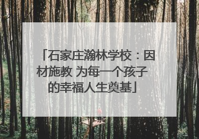 石家庄瀚林学校：因材施教 为每一个孩子的幸福人生奠基