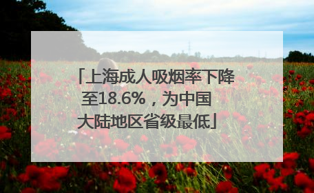 上海成人吸烟率下降至18.6%，为中国大陆地区省级最低