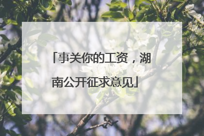 事关你的工资，湖南公开征求意见