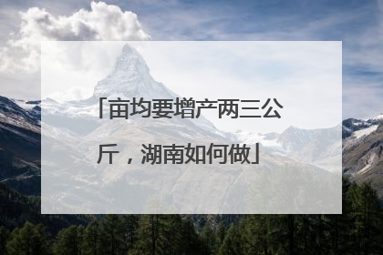亩均要增产两三公斤，湖南如何做