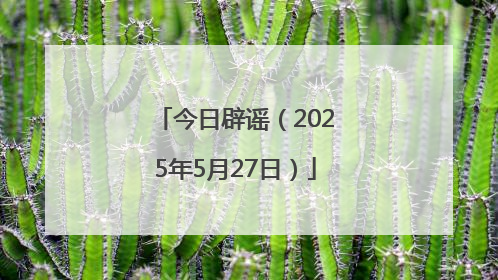 今日辟谣（2025年5月27日）