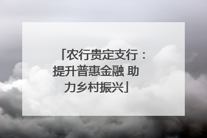 农行贵定支行：提升普惠金融 助力乡村振兴