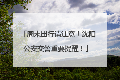 周末出行请注意！沈阳公安交警重要提醒！