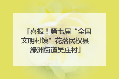 喜报！第七届“全国文明村镇”花落民权县绿洲街道吴庄村