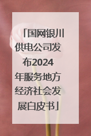 国网银川供电公司发布2024年服务地方经济社会发展白皮书