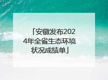 安徽发布2024年全省生态环境状况成绩单