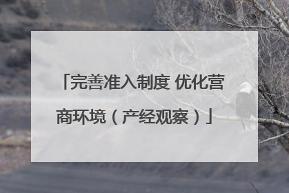 完善准入制度 优化营商环境（产经观察）