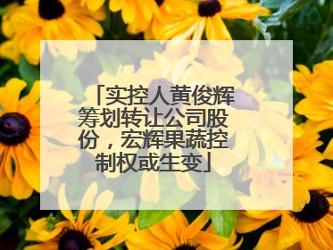 实控人黄俊辉筹划转让公司股份,宏辉果蔬控制权或生变