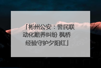 彬州公安：警民联动化赡养纠纷 枫桥经验守护夕阳红
