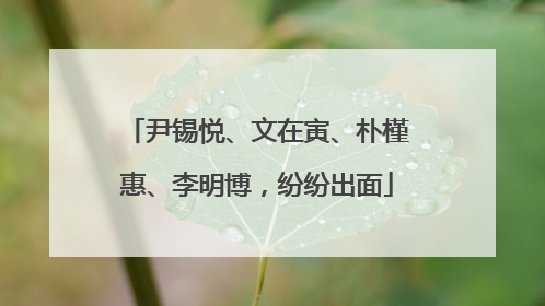 尹锡悦、文在寅、朴槿惠、李明博，纷纷出面