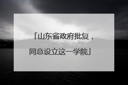 山东省政府批复，同意设立这一学院