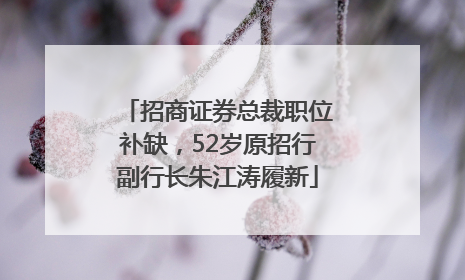 招商证券总裁职位补缺，52岁原招行副行长朱江涛履新