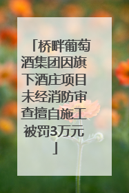 桥畔葡萄酒集团因旗下酒庄项目未经消防审查擅自施工被罚3万元