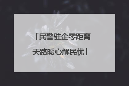 民警驻企零距离 天路暖心解民忧