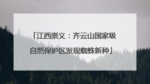 江西崇义：齐云山国家级自然保护区发现蜘蛛新种