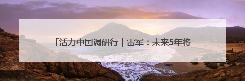 活力中国调研行｜雷军：未来5年将投2000亿元用于核心技术研发