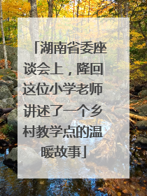 湖南省委座谈会上，隆回这位小学老师讲述了一个乡村教学点的温暖故事