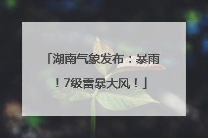 湖南气象发布：暴雨！7级雷暴大风！