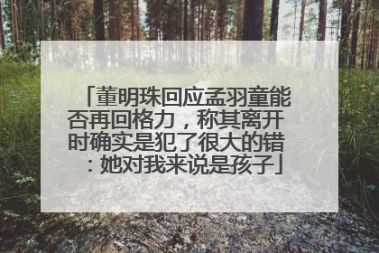 董明珠回应孟羽童能否再回格力，称其离开时确实是犯了很大的错：她对我来说是孩子