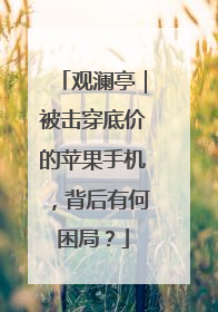 观澜亭｜被击穿底价的苹果手机，背后有何困局？