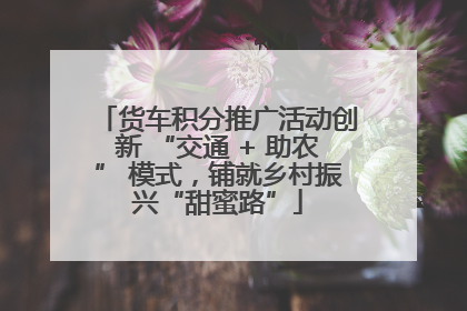 货车积分推广活动创新 “交通 + 助农” 模式，铺就乡村振兴“甜蜜路”