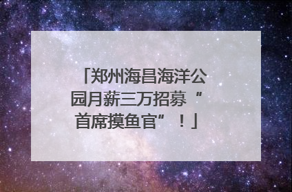 郑州海昌海洋公园月薪三万招募“首席摸鱼官”！