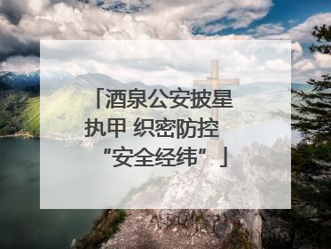 酒泉公安披星执甲 织密防控“安全经纬”