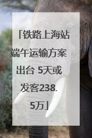 铁路上海站端午运输方案出台 5天或发客238.5万