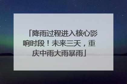 降雨过程进入核心影响时段！未来三天，重庆中雨大雨暴雨